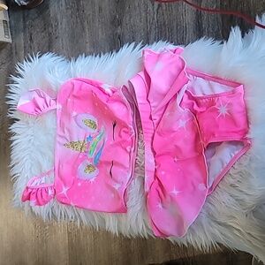 NWOT Girls Swimwear 2 Piece Pink Unicorn